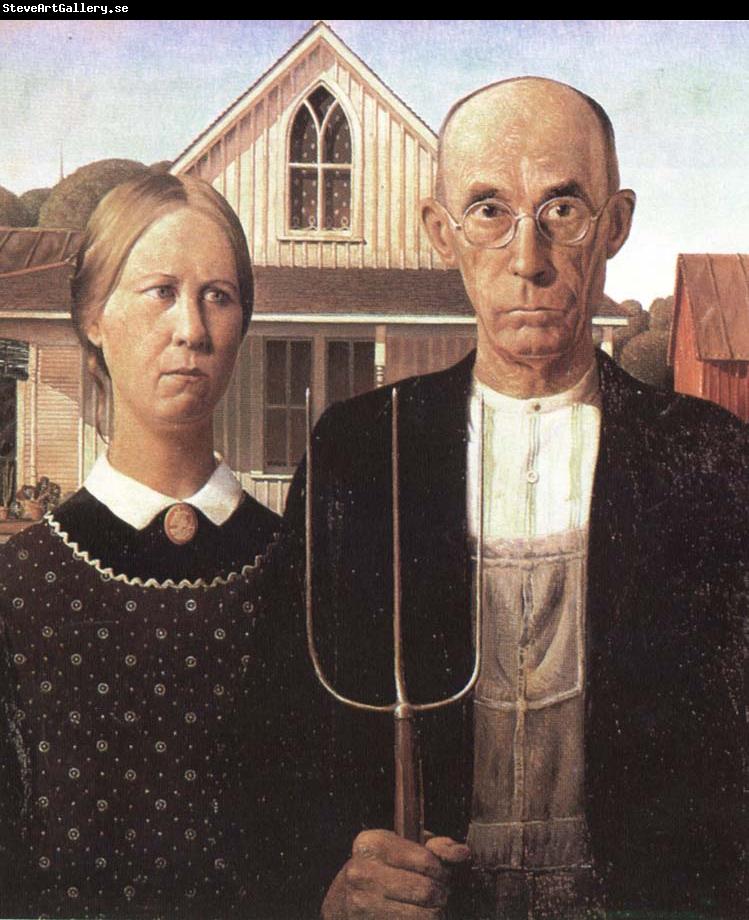 unknow artist grant woods malning american gothic